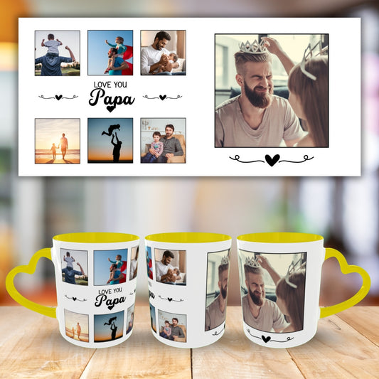 Customized Coffee Mugs For Dad in Yellow ( Your Super Hero )