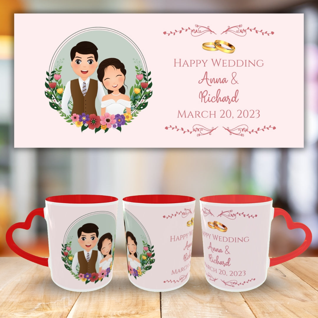 Customized Coffee Mugs in red ( Wedding Gift For Couple )