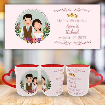 Customized Coffee Mugs in red ( Wedding Gift For Couple )