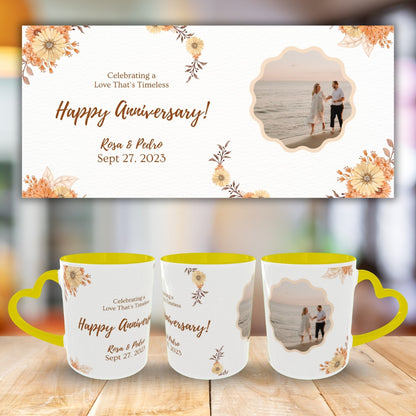 Customized Coffee Mugs For Couple in Yellow ( anniversary )