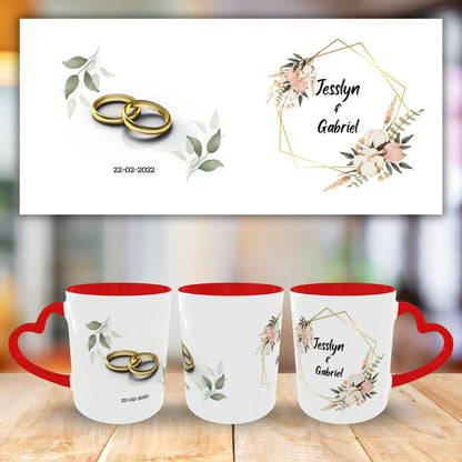 Customized Coffee Mugs in red ( Wedding Gift For Couple )