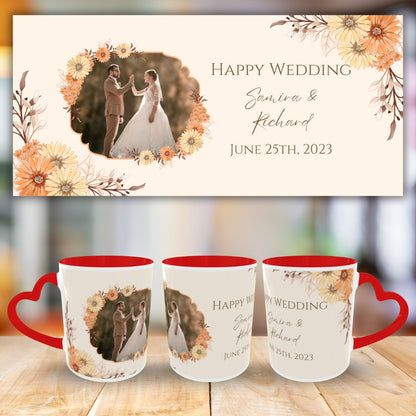Customized Coffee Mugs in red ( Wedding Gift For Couple )