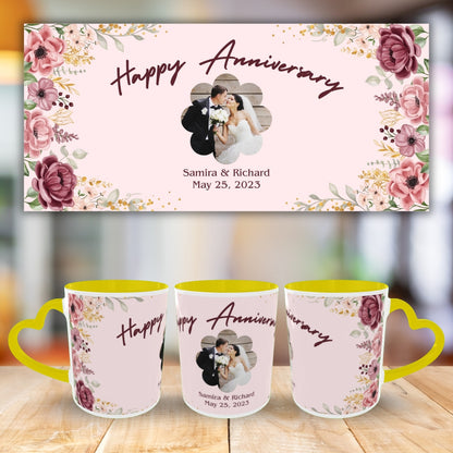 Customized Coffee Mugs For Couple in Yellow ( anniversary )
