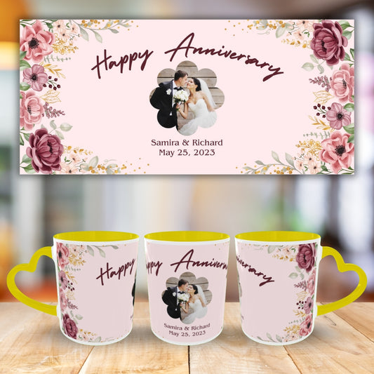 Customized Coffee Mugs For Couple in Yellow ( anniversary )