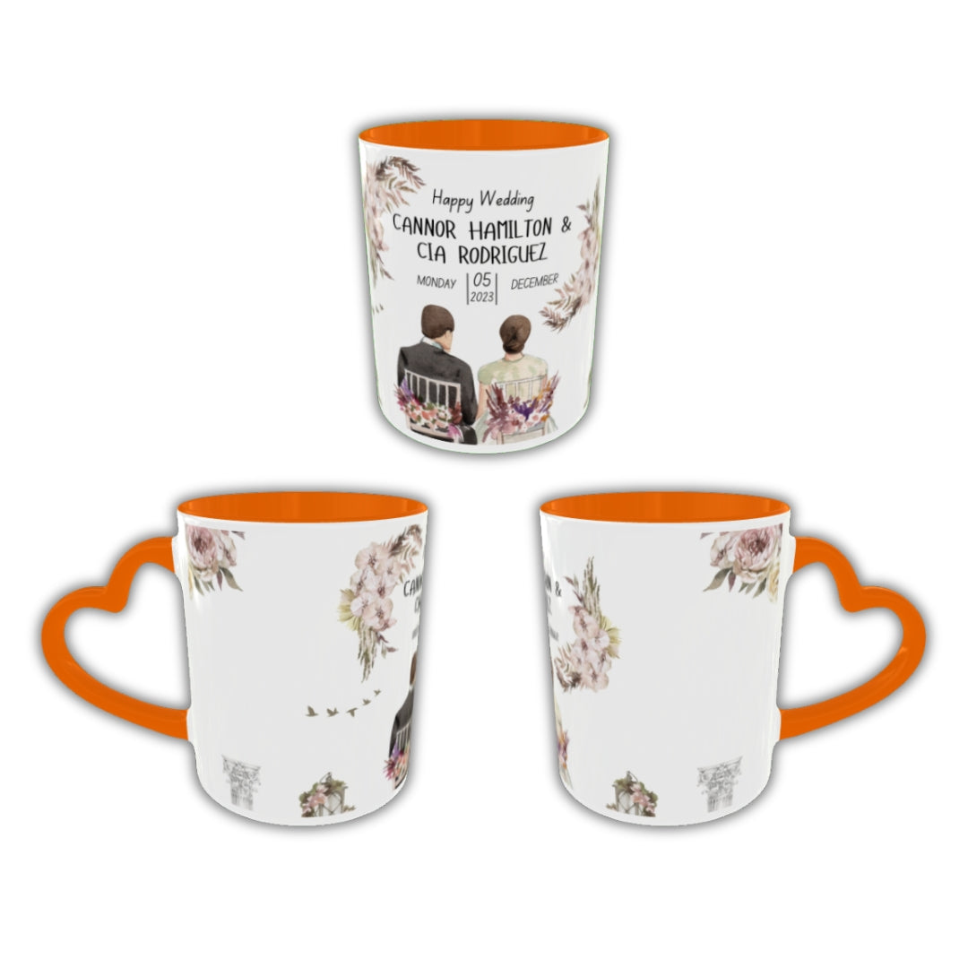 Customized Coffee Mugs in Orange ( Wedding Gift For Couple )