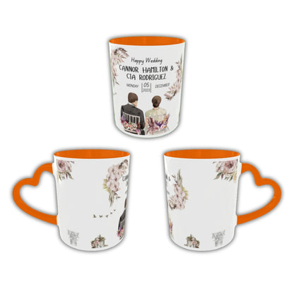 Customized Coffee Mugs in Orange ( Wedding Gift For Couple )