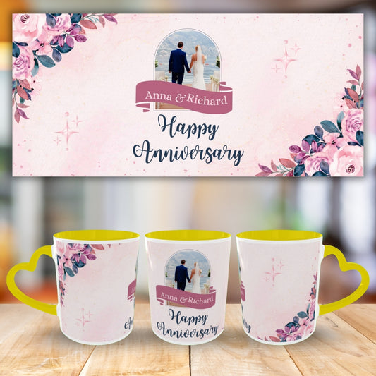 Customized Coffee Mugs For Couple in Yellow ( anniversary )