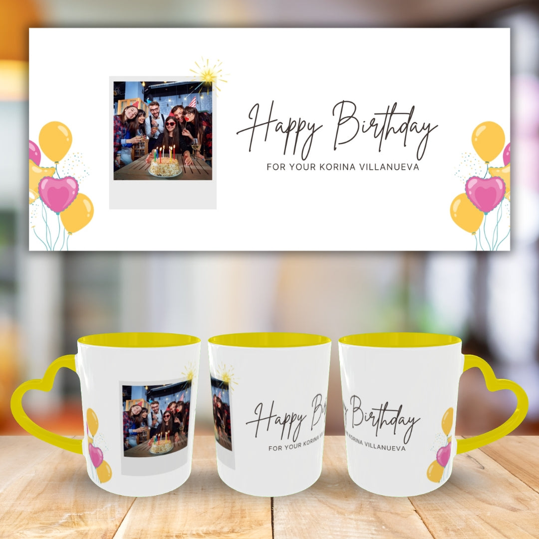 Customized Coffee Mugs For Birthday in Yellow