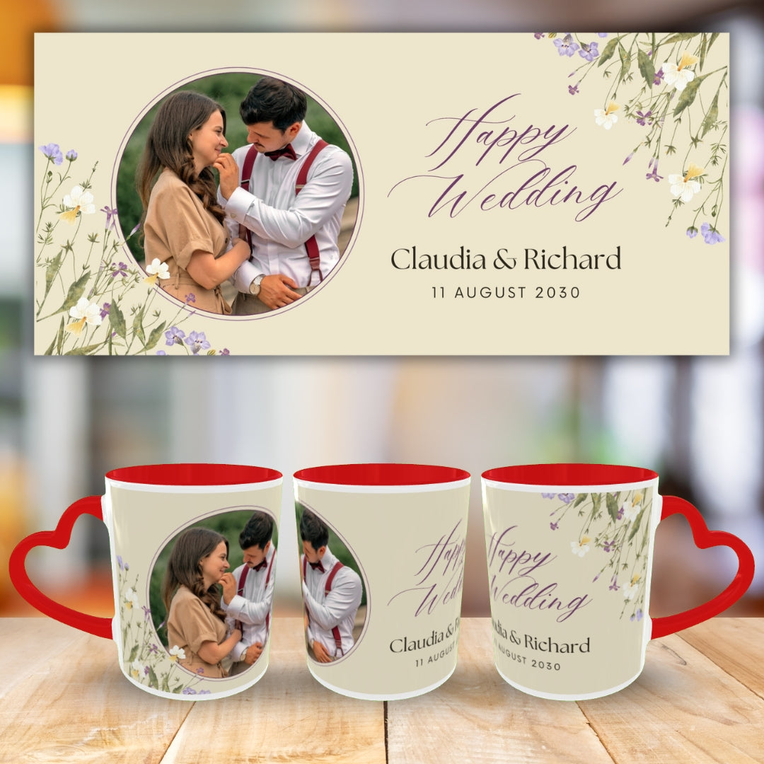 Customized Coffee Mugs in red ( Wedding Gift For Couple )