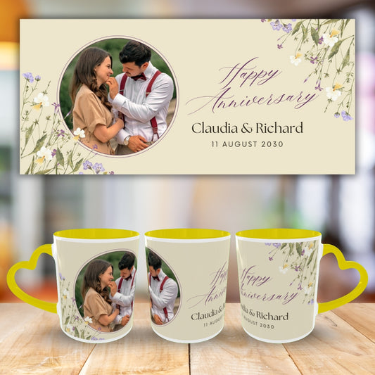 Customized Coffee Mugs For Couple in Yellow ( anniversary )