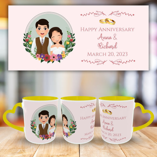 Customized Coffee Mugs For Couple in Yellow ( anniversary )