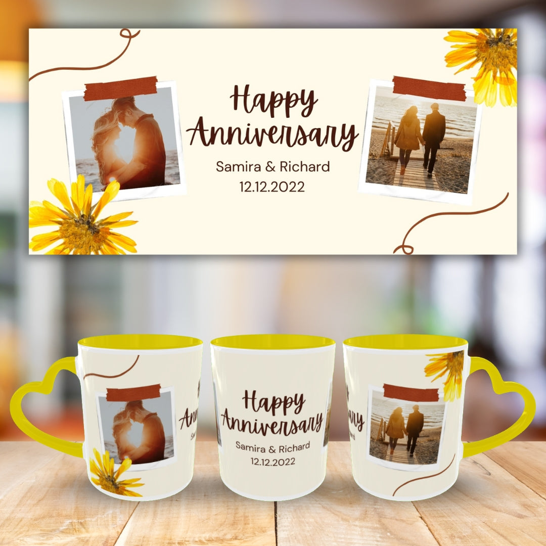 Customized Coffee Mugs For Couple in Yellow ( anniversary )