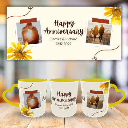 Customized Coffee Mugs For Couple in Yellow ( anniversary )