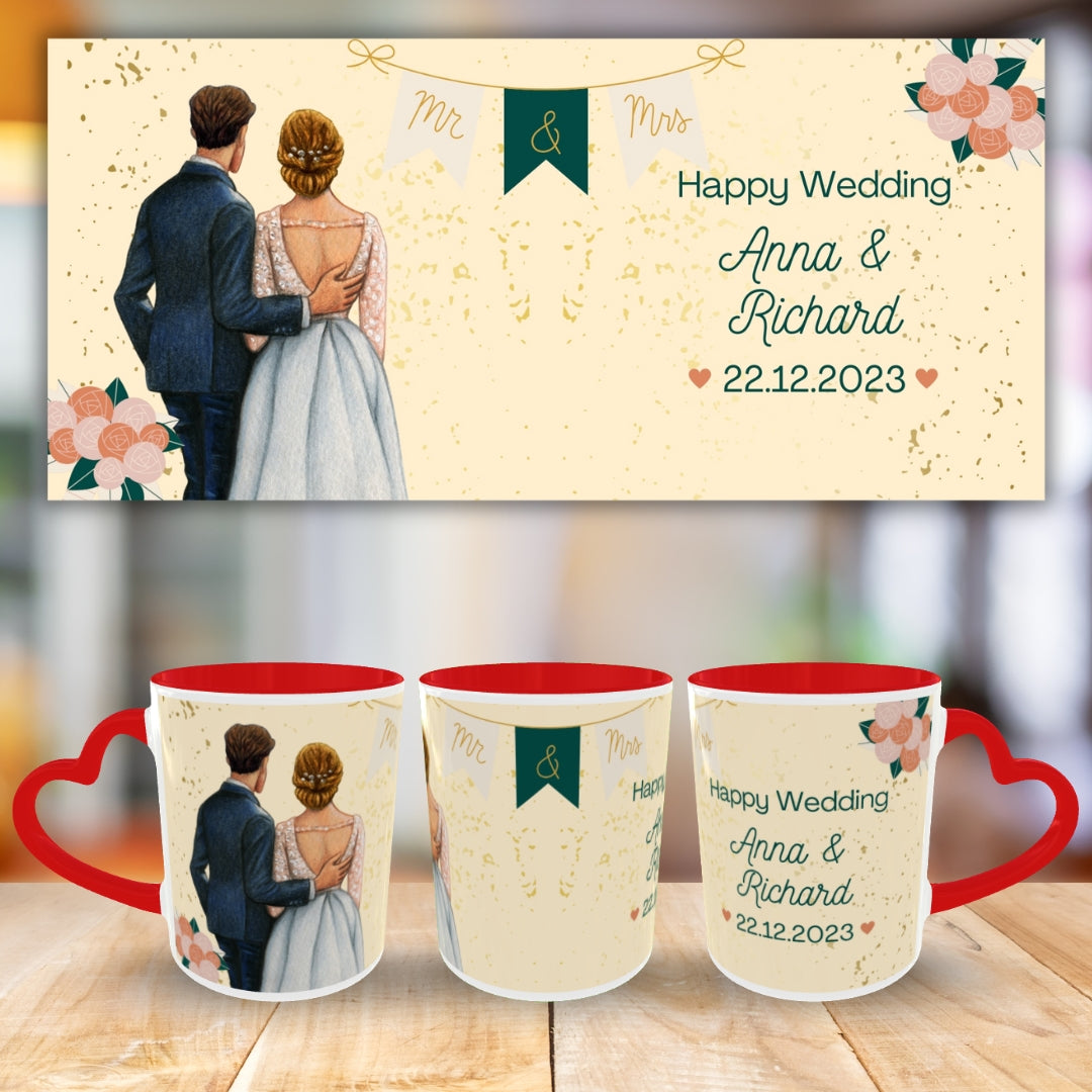 Customized Coffee Mugs in red ( Wedding Gift For Couple )