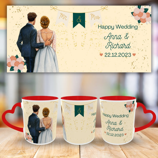 Customized Coffee Mugs in red ( Wedding Gift For Couple )