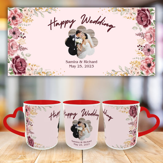 Customized Coffee Mugs in red ( Wedding Gift For Couple )