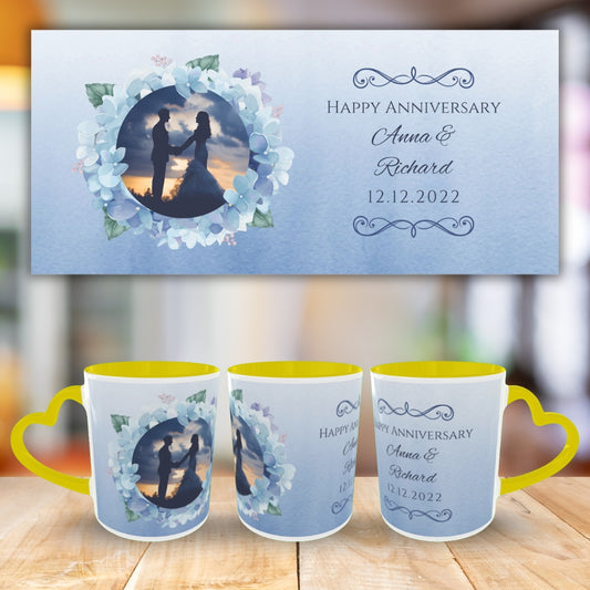 Customized Coffee Mugs For Couple in Yellow ( anniversary )
