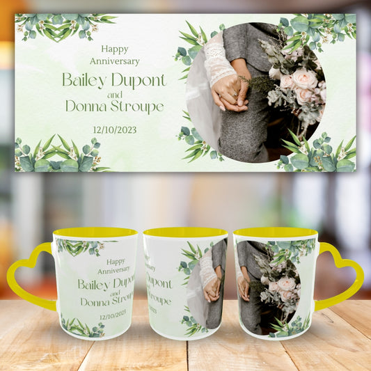 Customized Coffee Mugs For Couple in Yellow ( anniversary )