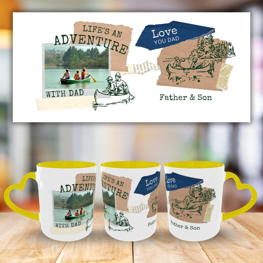 Customized Coffee Mugs For Dad in Yellow ( Your Super Hero )