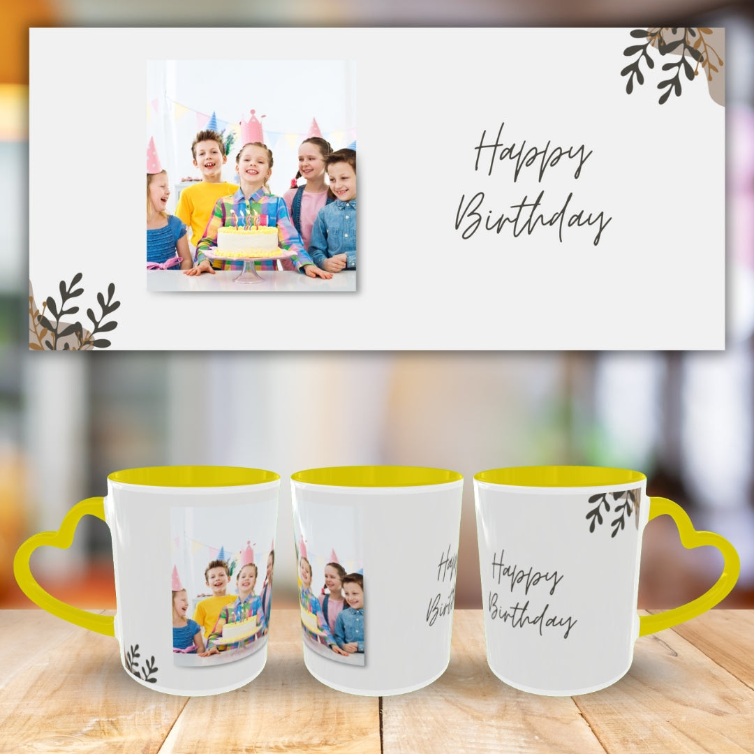 Customized Coffee Mugs For Birthday in Yellow