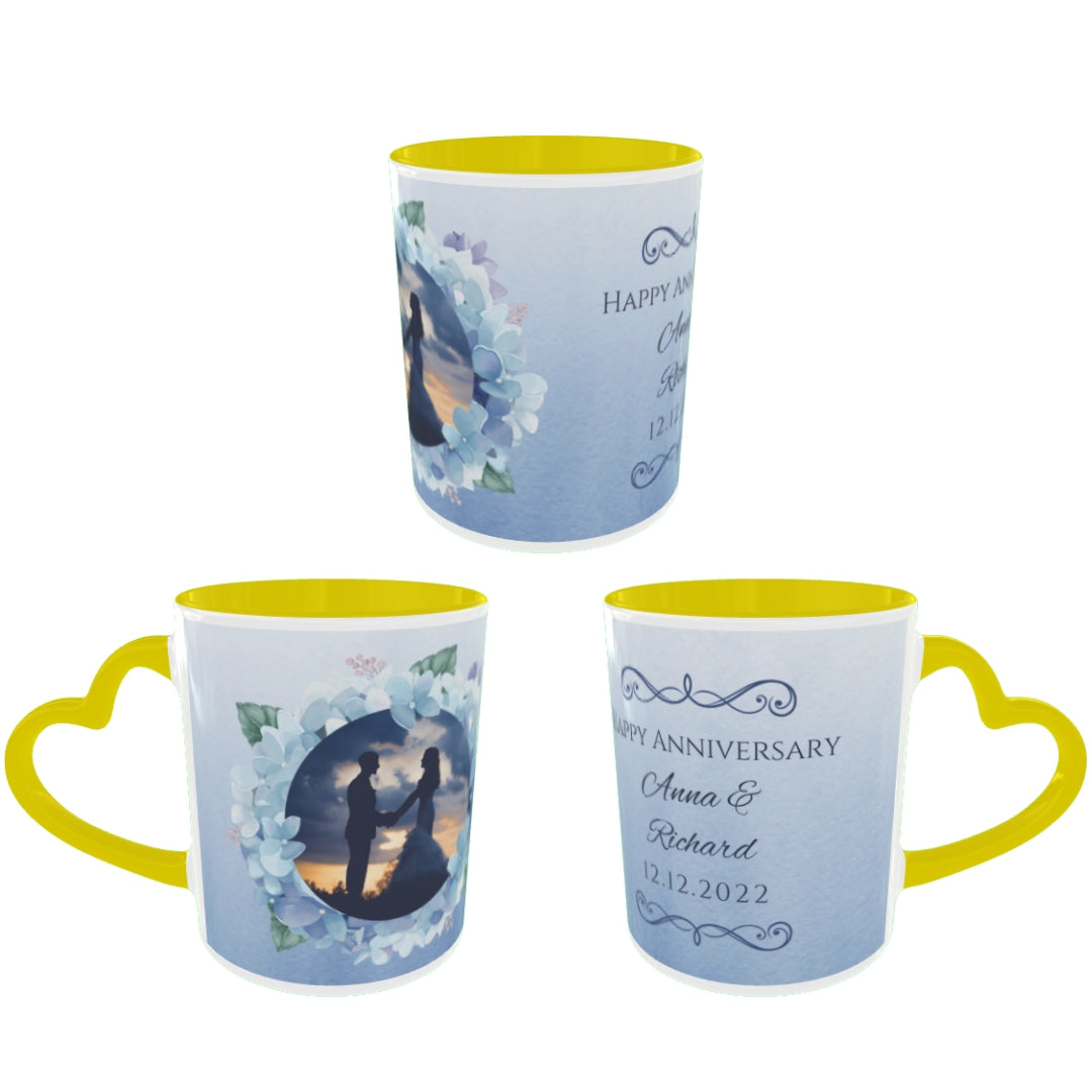 Customized Coffee Mugs For Couple in Yellow ( anniversary )