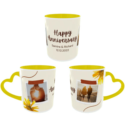 Customized Coffee Mugs For Couple in Yellow ( anniversary )