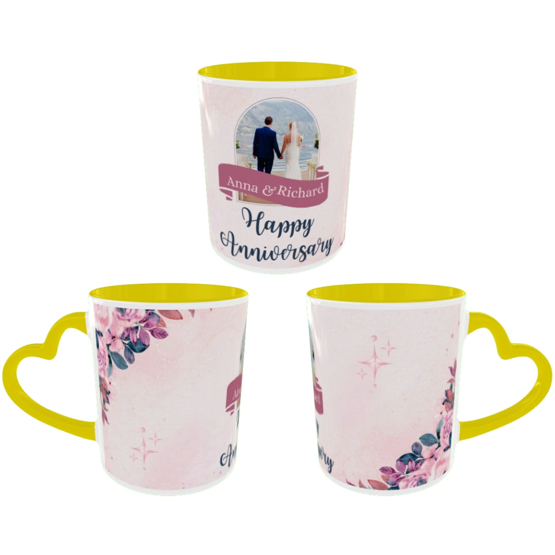 Customized Coffee Mugs For Couple in Yellow ( anniversary )
