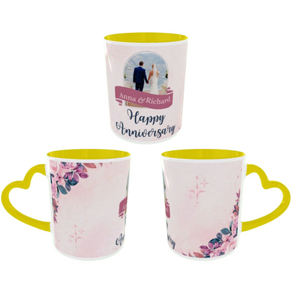 Customized Coffee Mugs For Couple in Yellow ( anniversary )