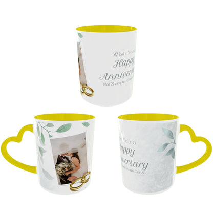 Customized Coffee Mugs For Couple in Yellow ( anniversary )