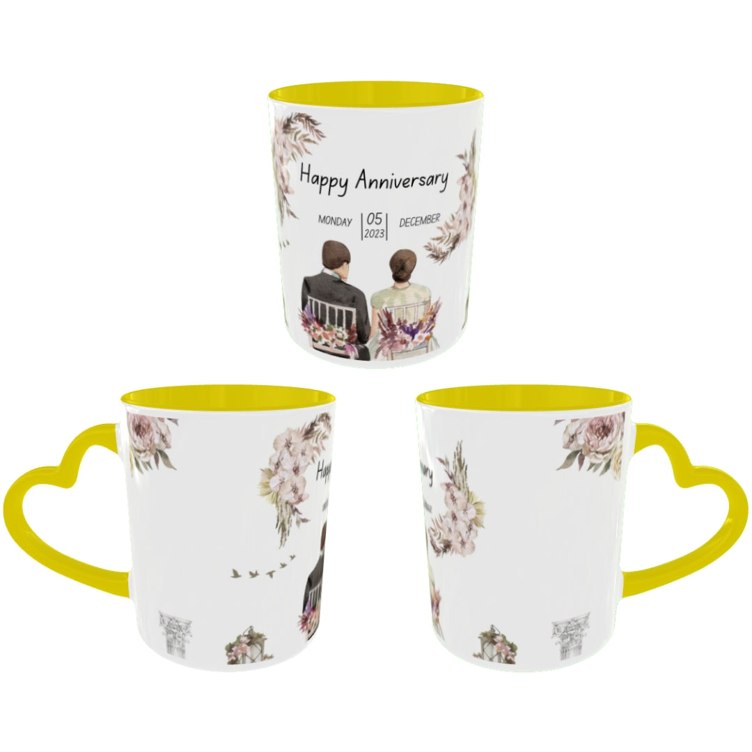 Customized Coffee Mugs For Couple in Yellow ( anniversary )