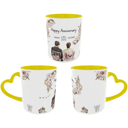 Customized Coffee Mugs For Couple in Yellow ( anniversary )