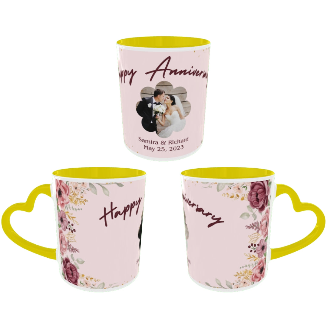 Customized Coffee Mugs For Couple in Yellow ( anniversary )