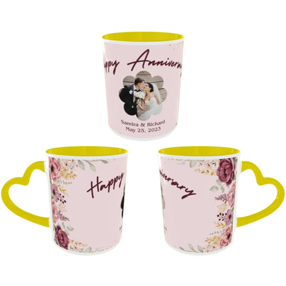 Customized Coffee Mugs For Couple in Yellow ( anniversary )