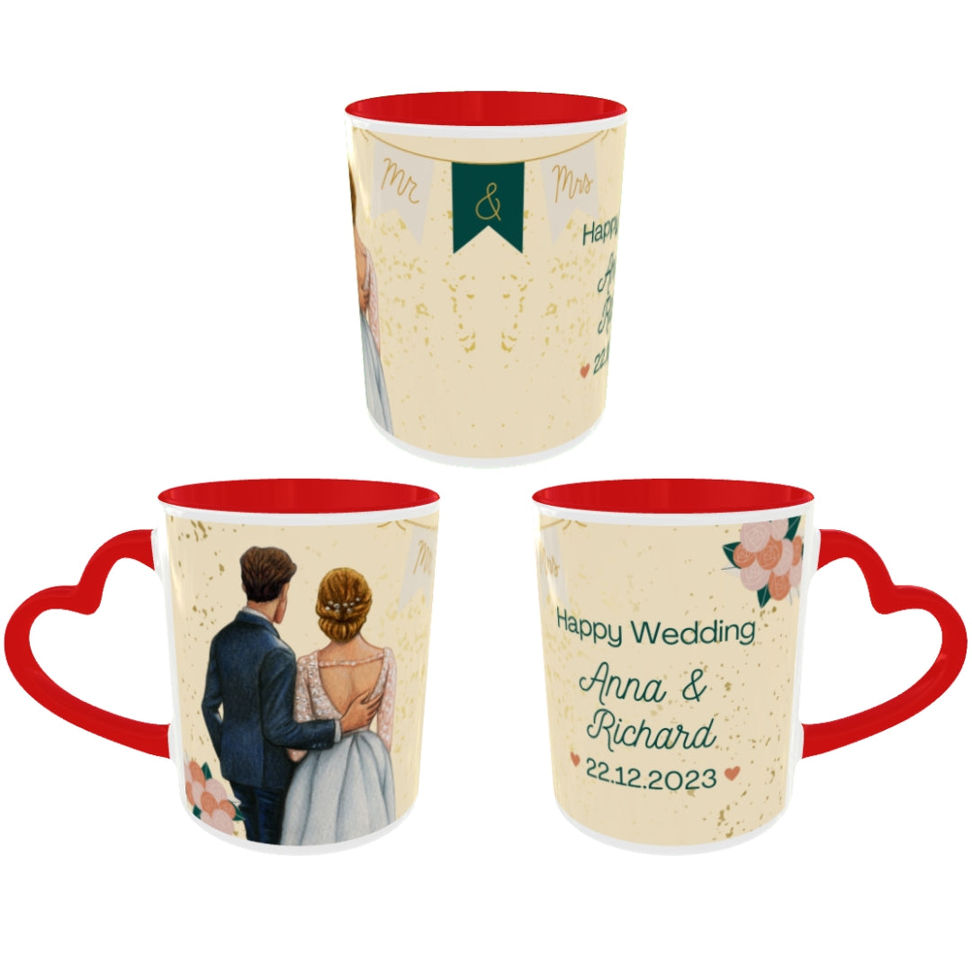 Customized Coffee Mugs in red ( Wedding Gift For Couple )