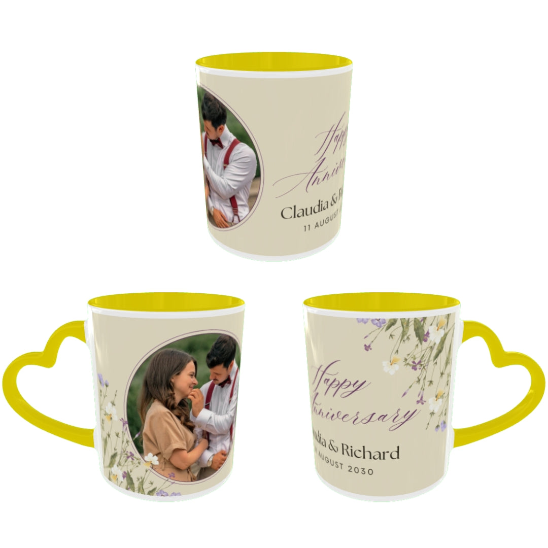 Customized Coffee Mugs For Couple in Yellow ( anniversary )