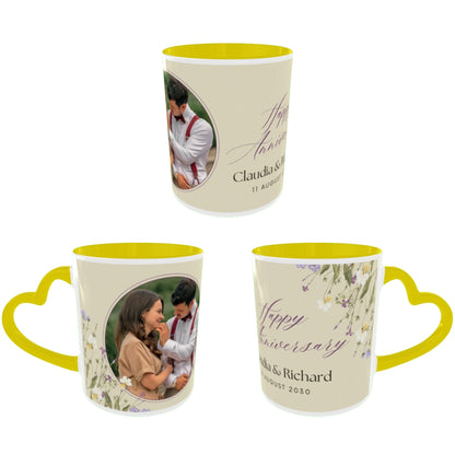 Customized Coffee Mugs For Couple in Yellow ( anniversary )