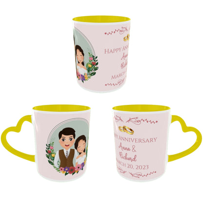 Customized Coffee Mugs For Couple in Yellow ( anniversary )