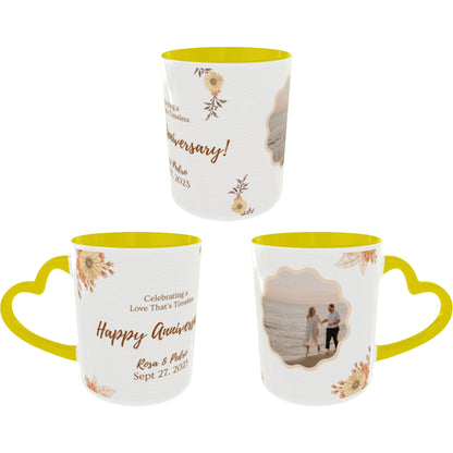 Customized Coffee Mugs For Couple in Yellow ( anniversary )
