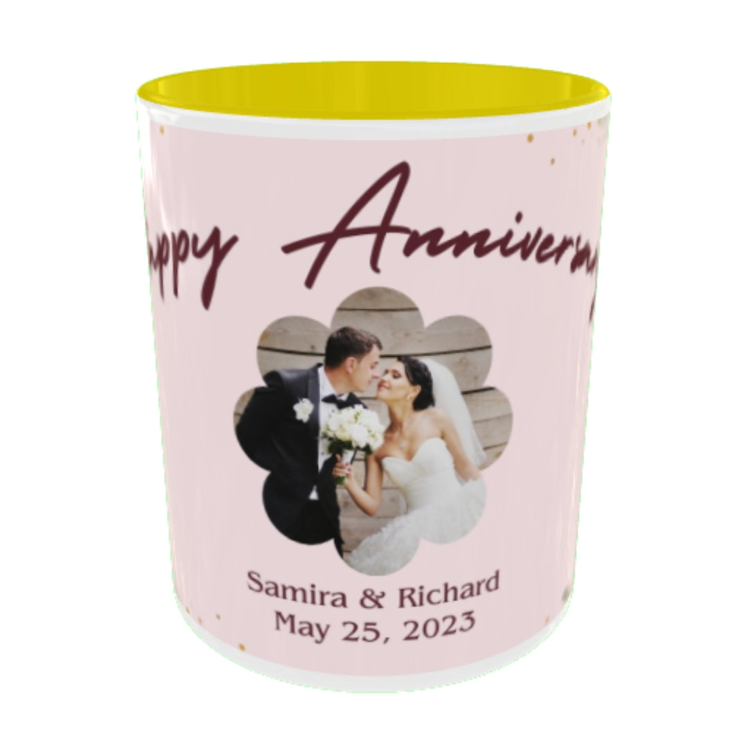 Customized Coffee Mugs For Couple in Yellow ( anniversary )