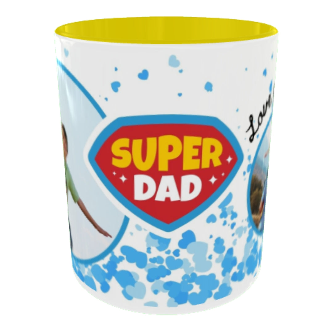 Customized Coffee Mugs For Dad in Yellow ( Your Super Hero )