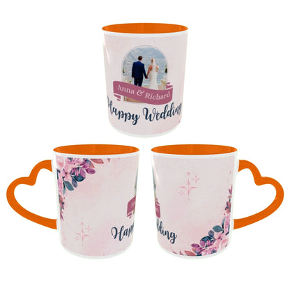 Customized Coffee Mugs in Orange ( Wedding Gift For Couple )
