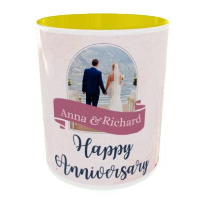 Customized Coffee Mugs For Couple in Yellow ( anniversary )