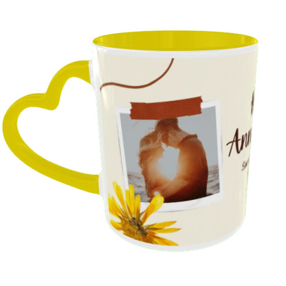 Customized Coffee Mugs For Couple in Yellow ( anniversary )