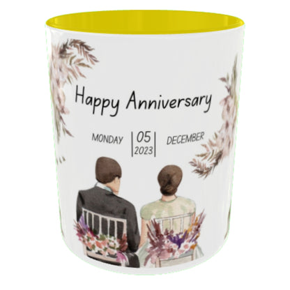 Customized Coffee Mugs For Couple in Yellow ( anniversary )