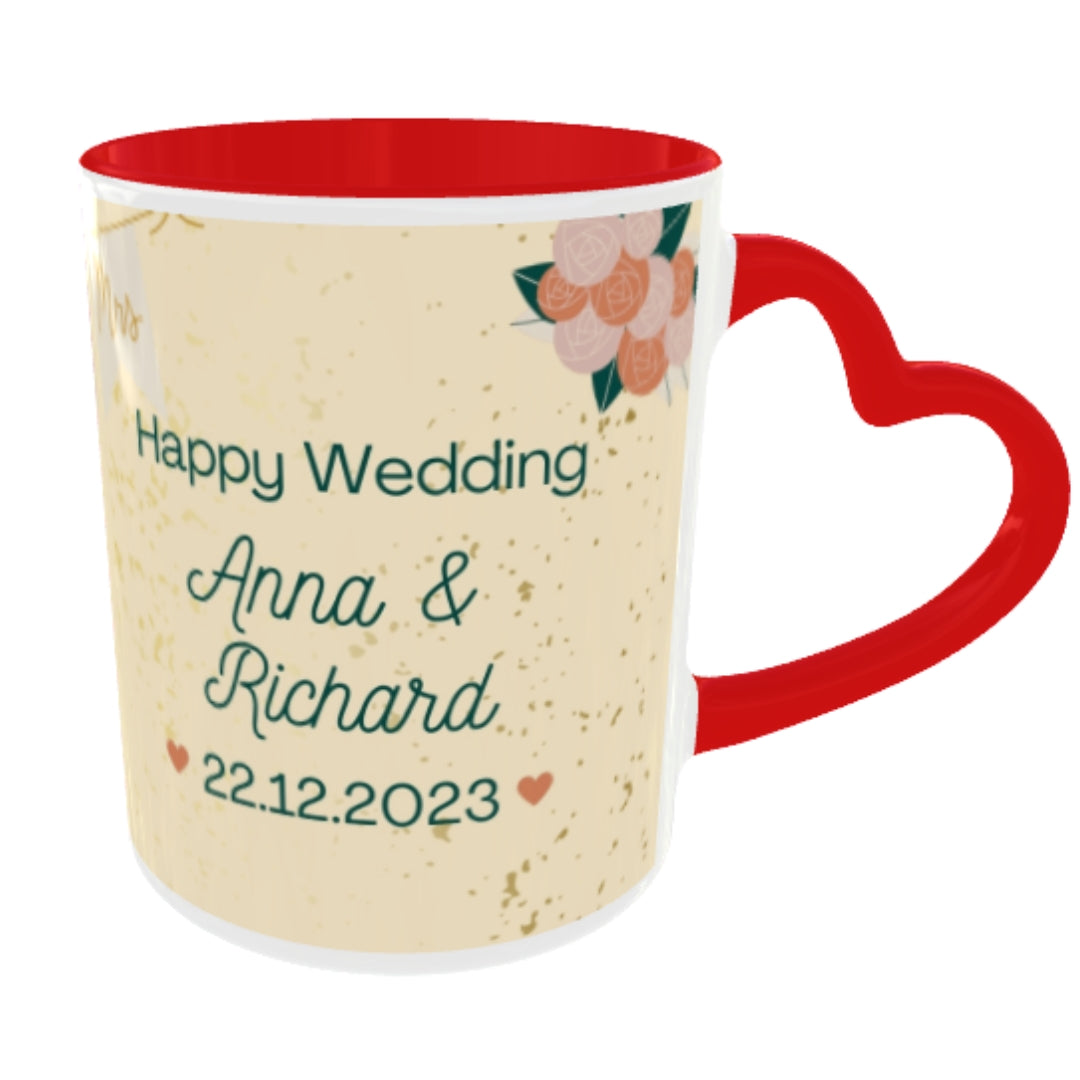 Customized Coffee Mugs in red ( Wedding Gift For Couple )