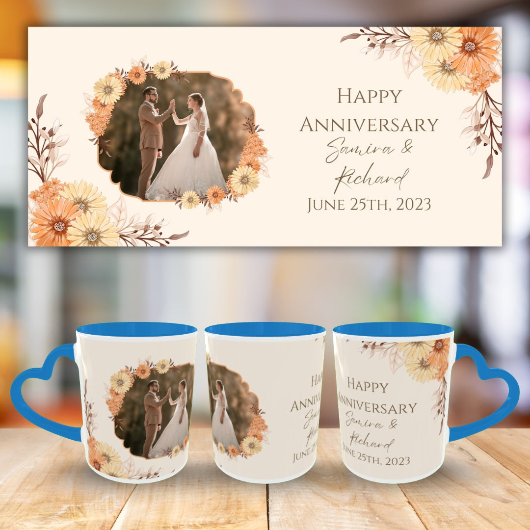 Customized Coffee Mugs For Couple in Blue ( anniversary )