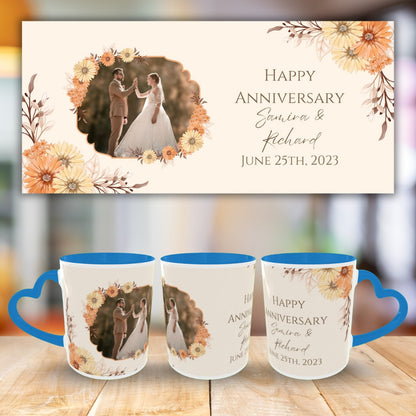 Customized Coffee Mugs For Couple in Blue ( anniversary )