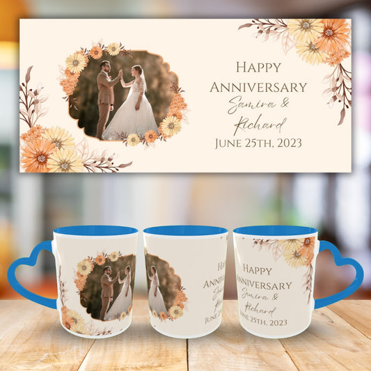 Customized Coffee Mugs For Couple in Blue ( anniversary )