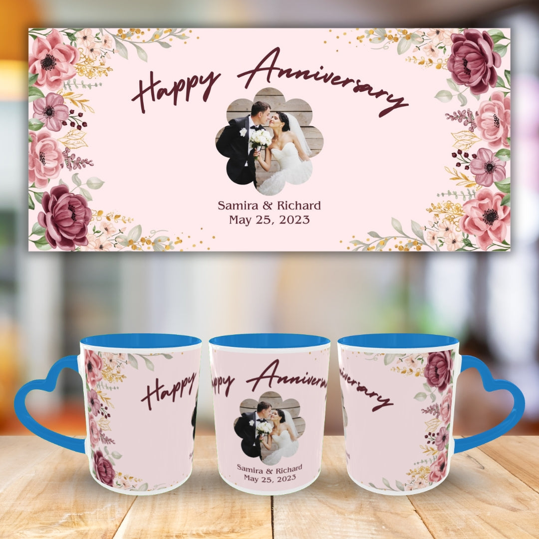 Customized Coffee Mugs For Couple in Blue ( anniversary )