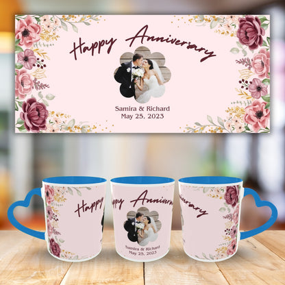 Customized Coffee Mugs For Couple in Blue ( anniversary )